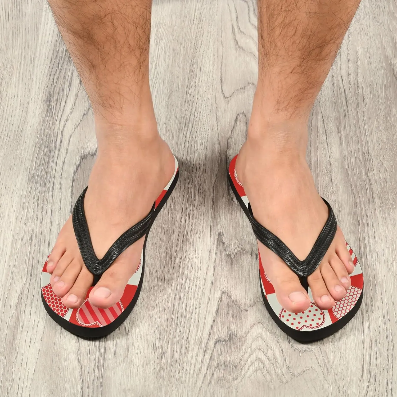 Valentine's Day Hearts Flowers Womens Flip Flops Mother's Day Love Summer Beach Sandals Casual Thong Slippers Comfortable Shower Slippers Non Slip Water Sandals shoes S
