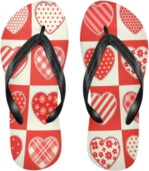 Valentine's Day Hearts Flowers Womens Flip Flops Mother's Day Love Summer Beach Sandals Casual Thong Slippers Comfortable Shower Slippers Non Slip Water Sandals shoes S