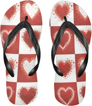 Valentine's Day Hearts Womens Flip Flops Mother's Day Love Spring Flowers Summer Beach Sandals Casual Thong Slippers Comfortable Shower Slippers Non Slip Water Sandals shoes S