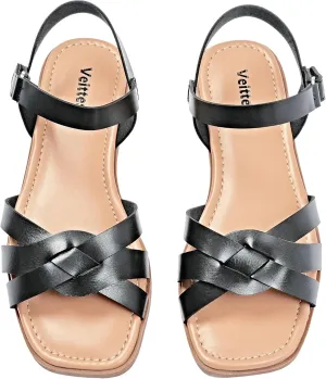 Veittes Women's Flat Slide Sandals-Casual Ladies Flat Summer Sandals.