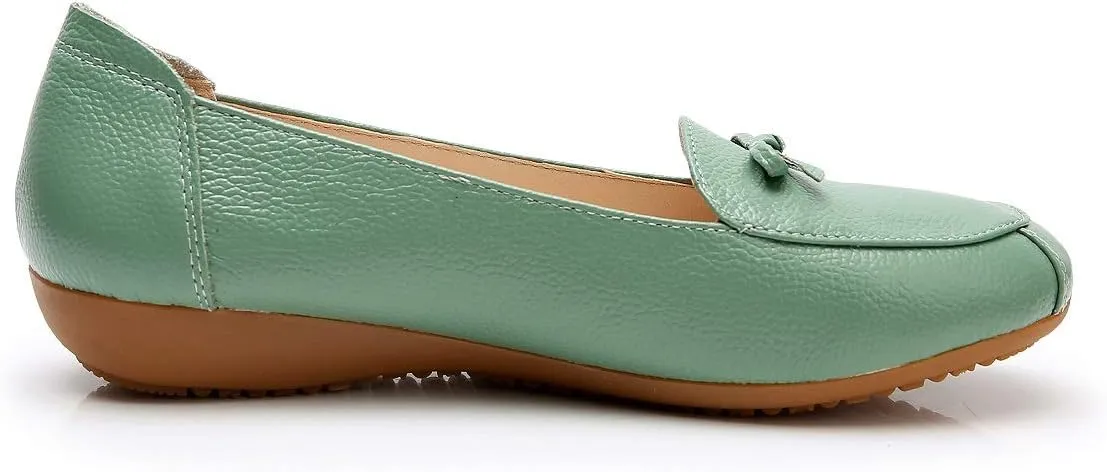 VenusCelia Women's Bowknot Wide Flat Shoe
