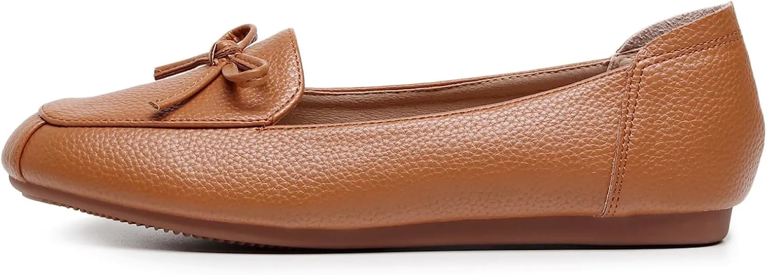 VenusCelia Women's Bowknot Wide Flat Shoe