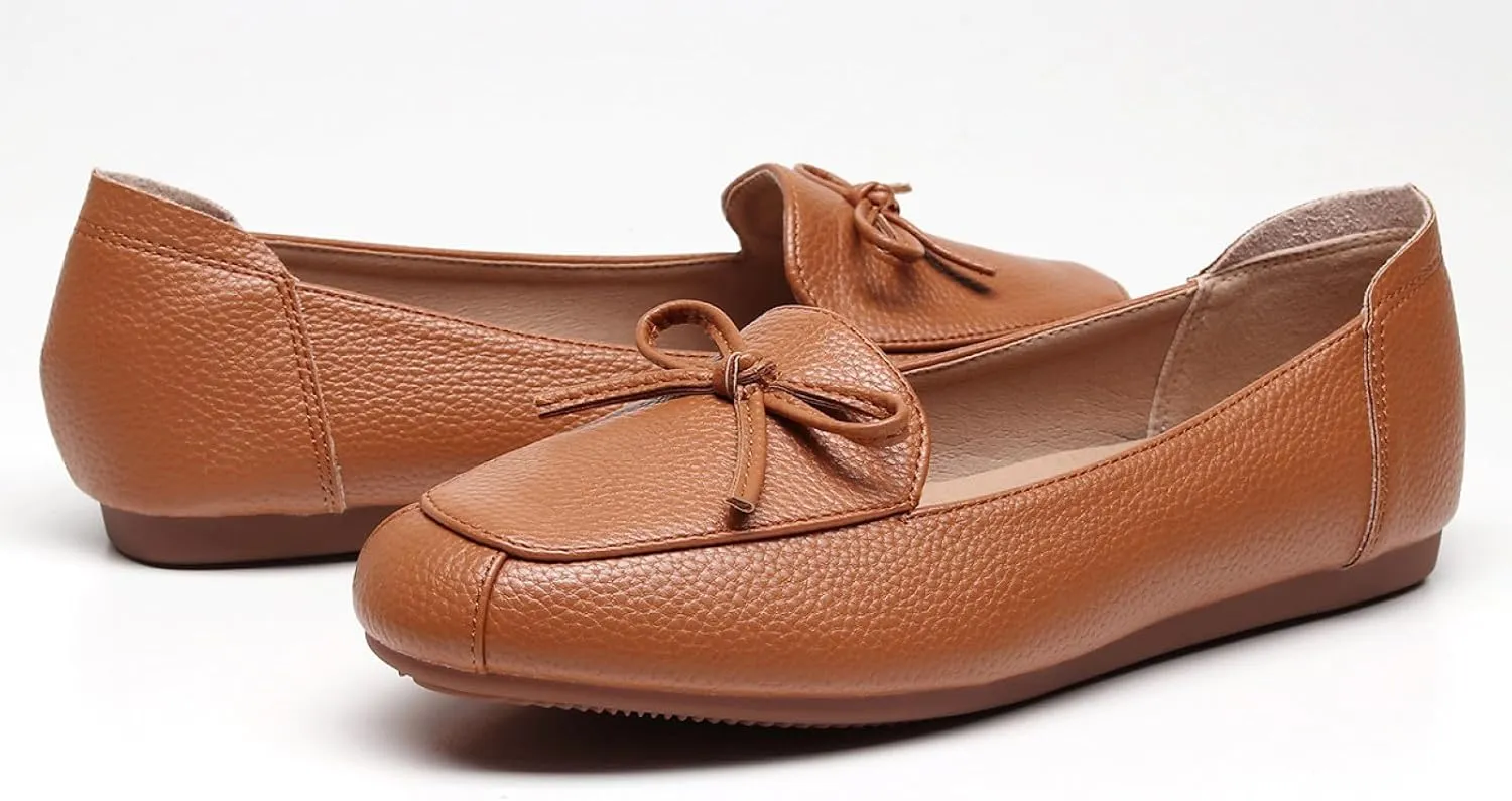 VenusCelia Women's Bowknot Wide Flat Shoe