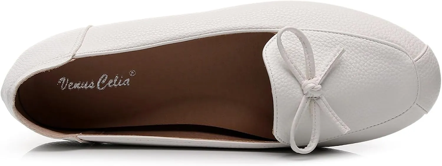 VenusCelia Women's Bowknot Wide Flat Shoe