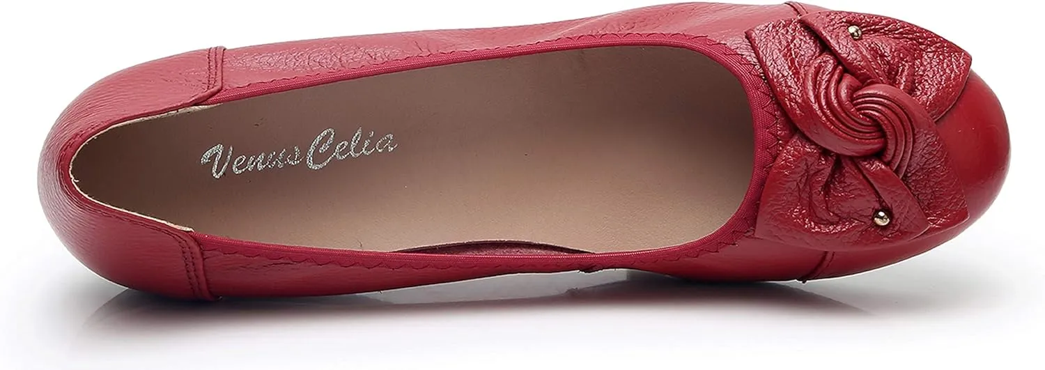 VenusCelia Women's Bows Dance Flats Shoes