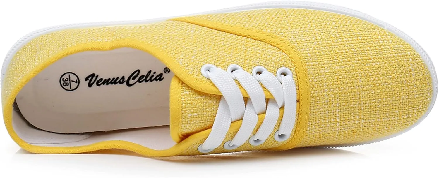 VenusCelia Women's Rainbow Lace Up Sneaker Shoes