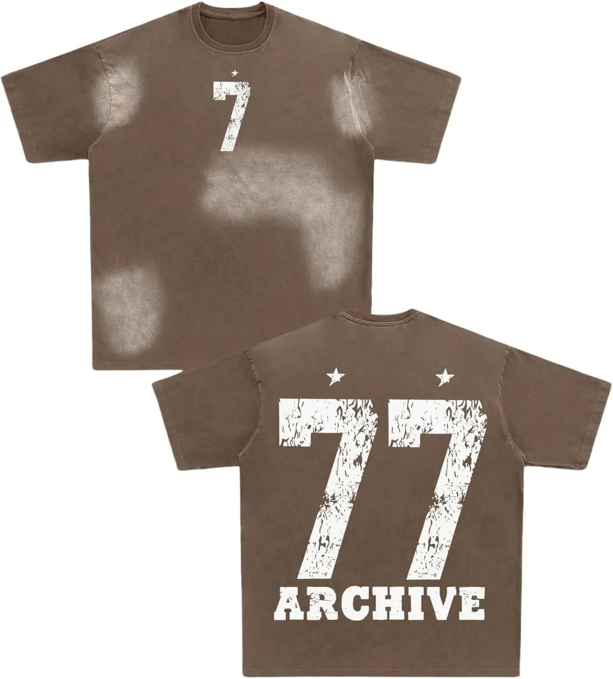 Verdusa Men's Oversized Faded Short Sleeve Jersey Shirts Letter Graphic Crew Neck T Shirts