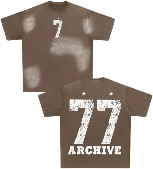 Verdusa Men's Oversized Faded Short Sleeve Jersey Shirts Letter Graphic Crew Neck T Shirts