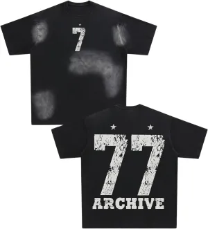 Verdusa Men's Oversized Faded Short Sleeve Jersey Shirts Letter Graphic Crew Neck T Shirts