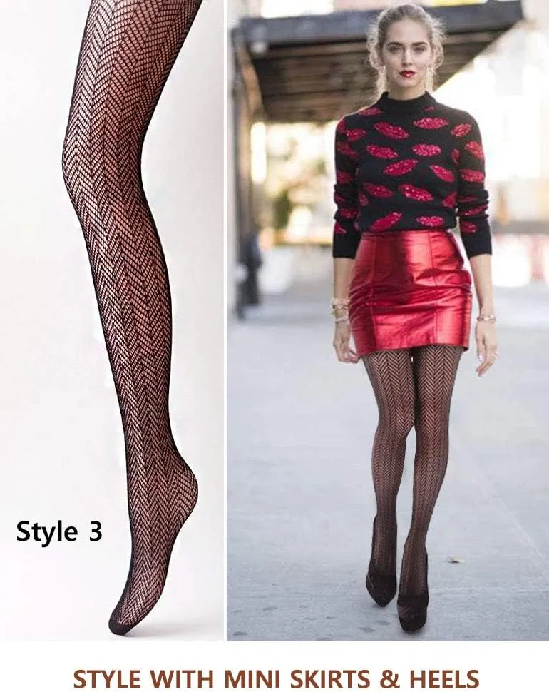 VERO MONTE Women Patterned Fishnet Tights Black Fishnets Net Stockings Pantyhose
