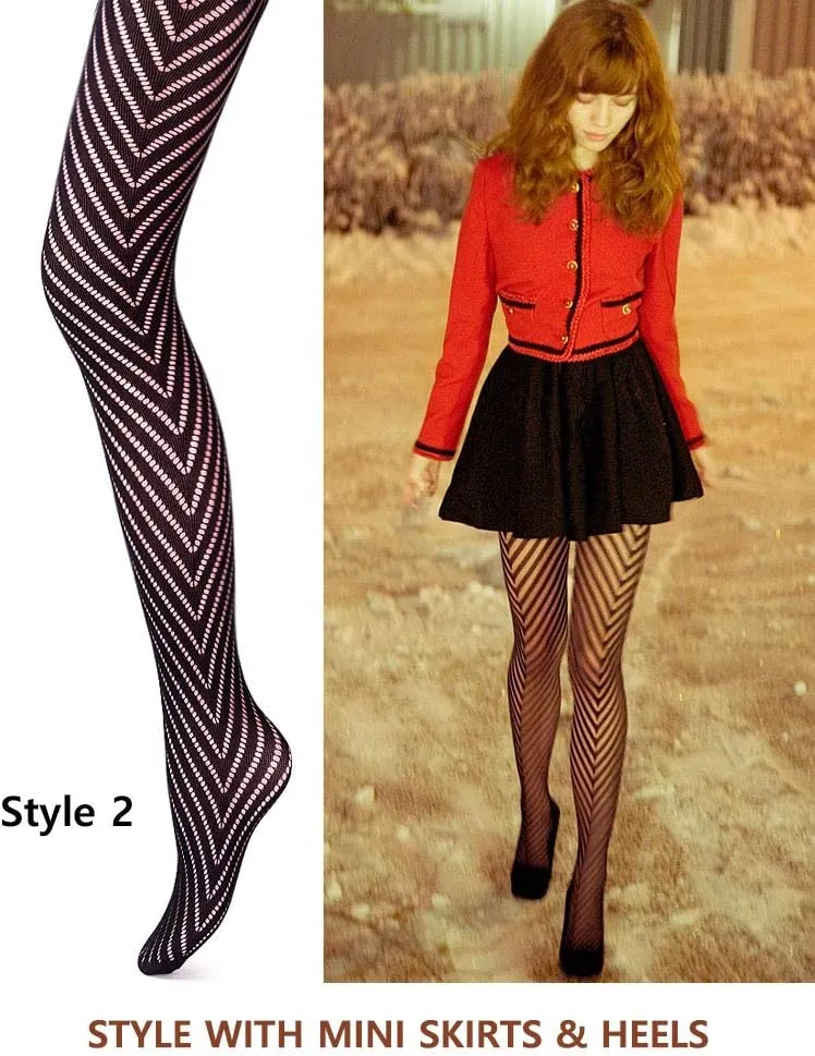 VERO MONTE Women Patterned Fishnet Tights Black Fishnets Net Stockings Pantyhose