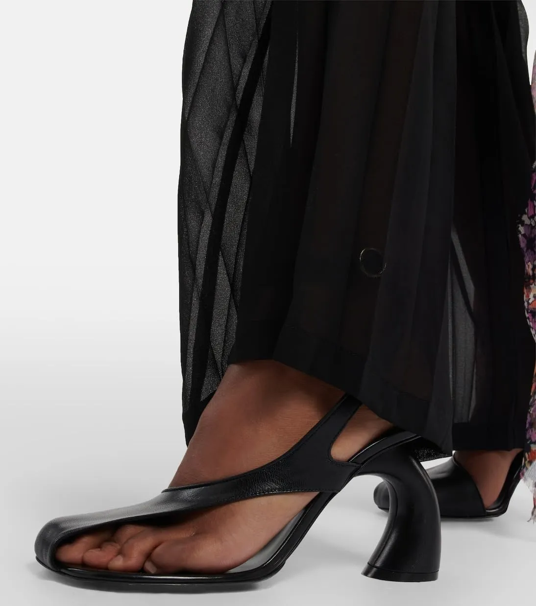 Vertundy Women's Flip Flop Heels High Heeled Sandals Leather Chunky Square Toe Adjustable Ankle Strap Buckle Thong Heeled Sandals