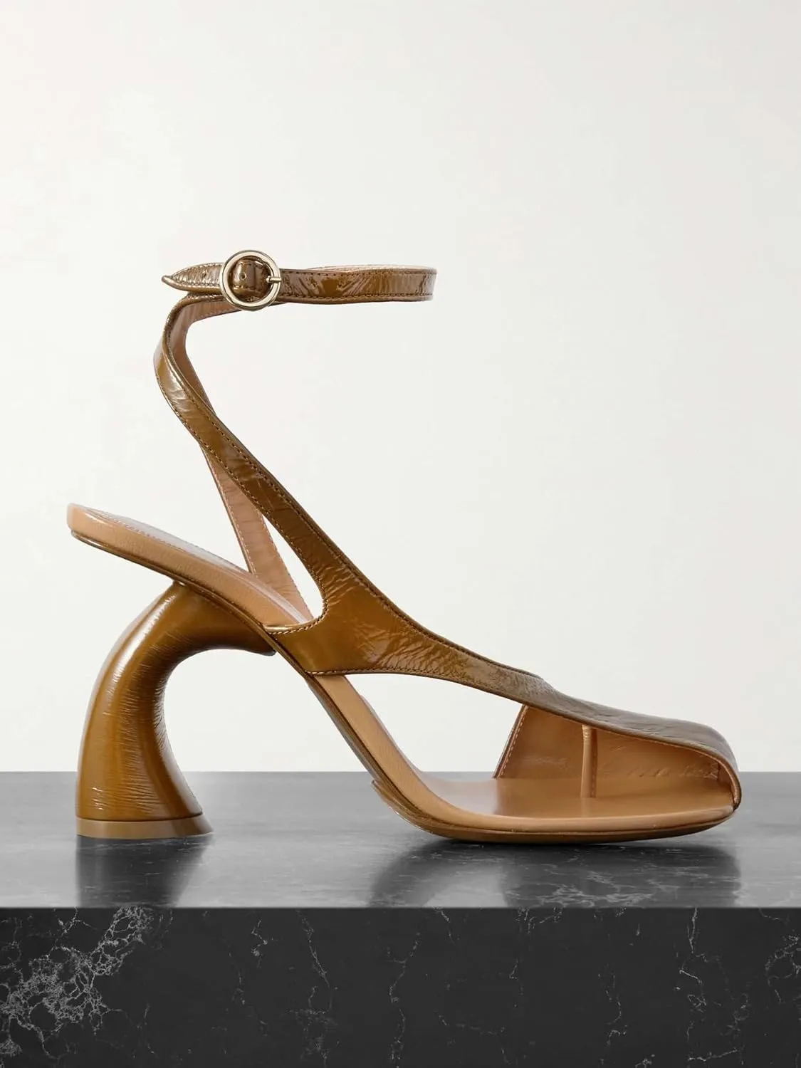Vertundy Women's Flip Flop Heels High Heeled Sandals Leather Chunky Square Toe Adjustable Ankle Strap Buckle Thong Heeled Sandals