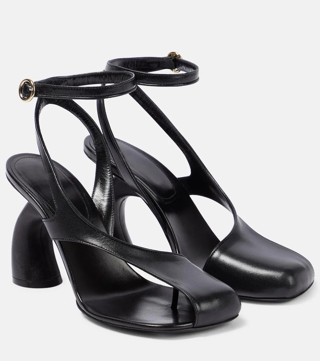 Vertundy Women's Flip Flop Heels High Heeled Sandals Leather Chunky Square Toe Adjustable Ankle Strap Buckle Thong Heeled Sandals