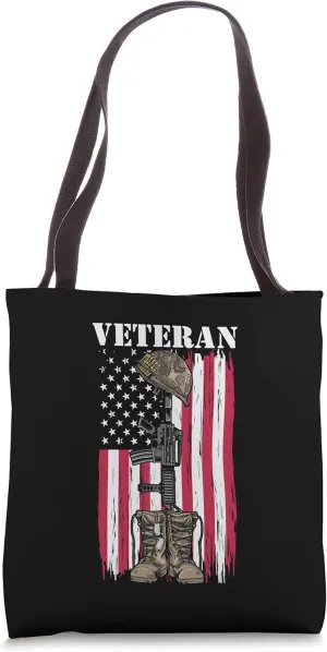 Veteran American Flag Gun Combat Boots Tote Bag