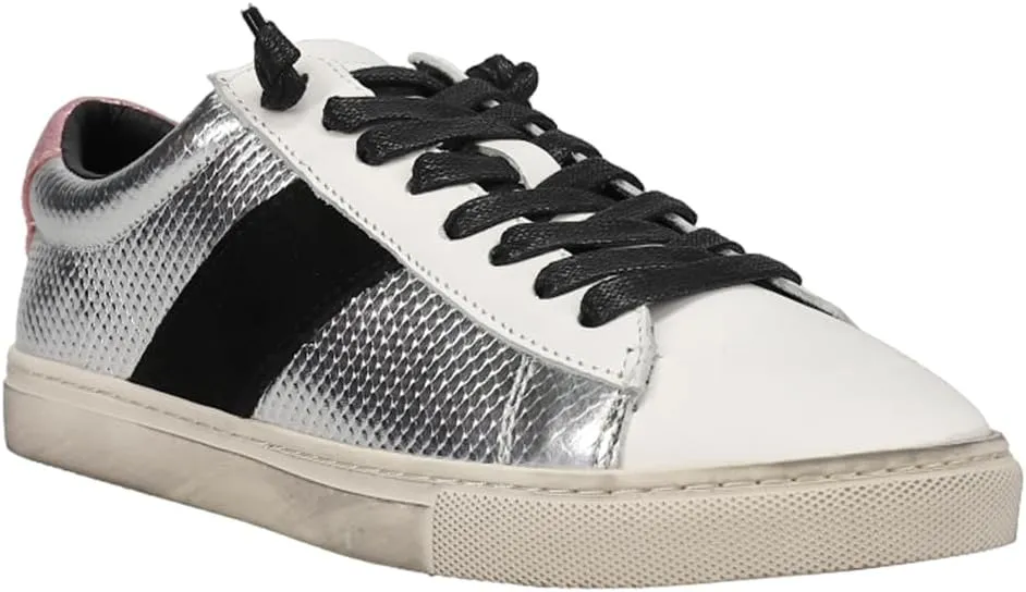 Vintage Havana Womens Aimee Perforated Metallic Slip On Sneakers Shoes Casual - Silver