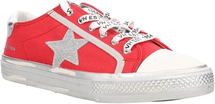 Vintage Havana Womens Alive Metallic Glitter Slip On Sneakers Shoes Casual - Red