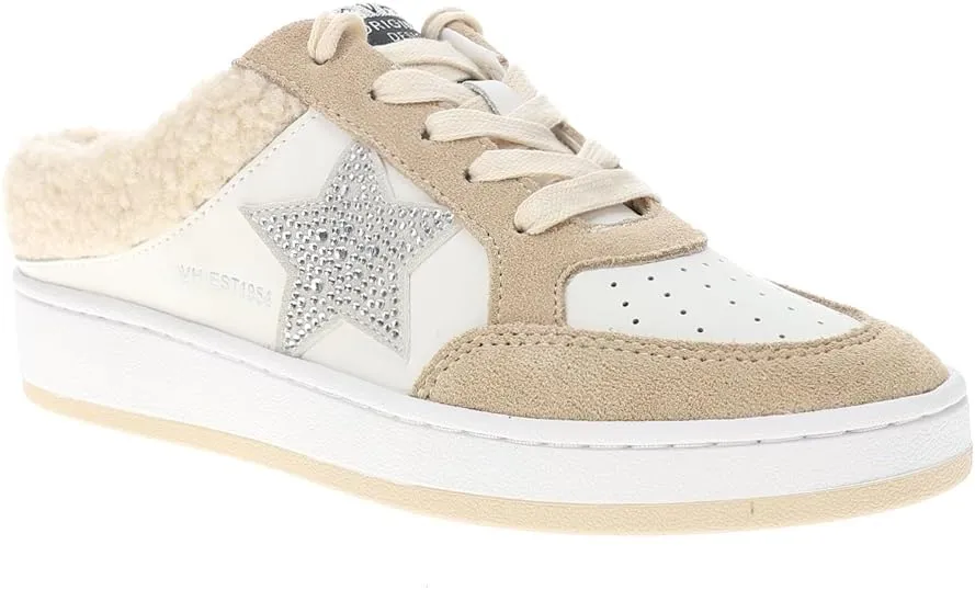 Vintage Havana Womens Baller Perforated Rhinestone Slip On Sneakers Shoes Casual - Beige, Off White
