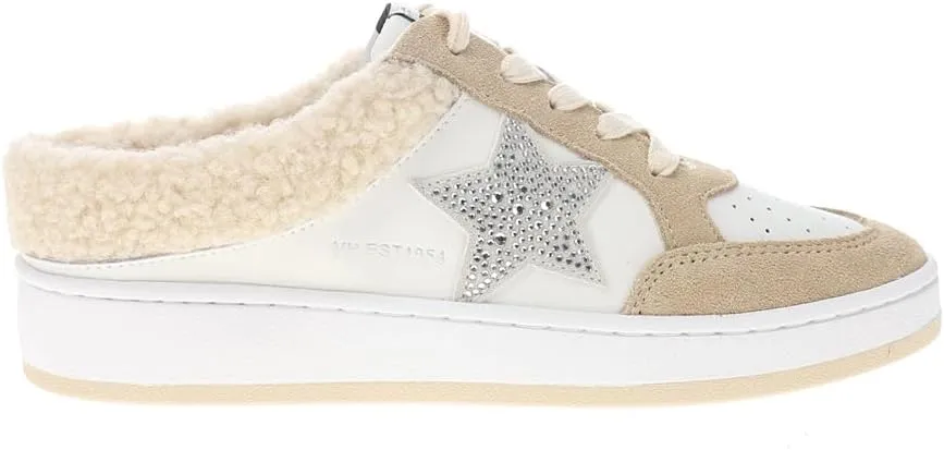 Vintage Havana Womens Baller Perforated Rhinestone Slip On Sneakers Shoes Casual - Beige, Off White