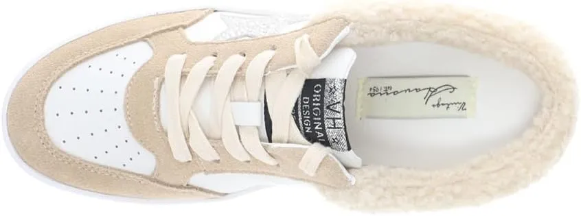 Vintage Havana Womens Baller Perforated Rhinestone Slip On Sneakers Shoes Casual - Beige, Off White