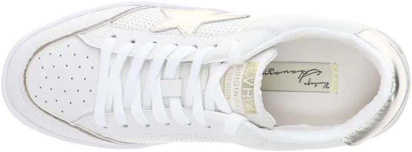 Vintage Havana Womens Delma 1 Metallic Perforated Slip On Sneakers Shoes Casual - Silver, White