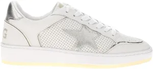 Vintage Havana Womens Delma 1 Metallic Perforated Slip On Sneakers Shoes Casual - Silver, White