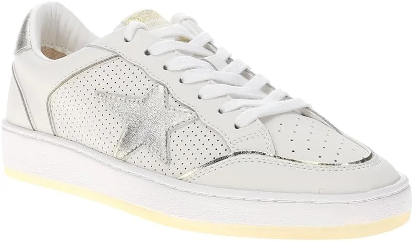 Vintage Havana Womens Delma 1 Metallic Perforated Slip On Sneakers Shoes Casual - Silver, White