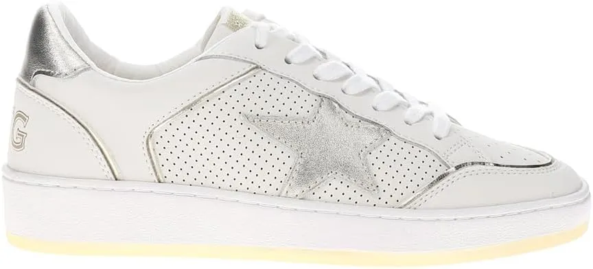 Vintage Havana Womens Delma 1 Metallic Perforated Slip On Sneakers Shoes Casual - Silver, White