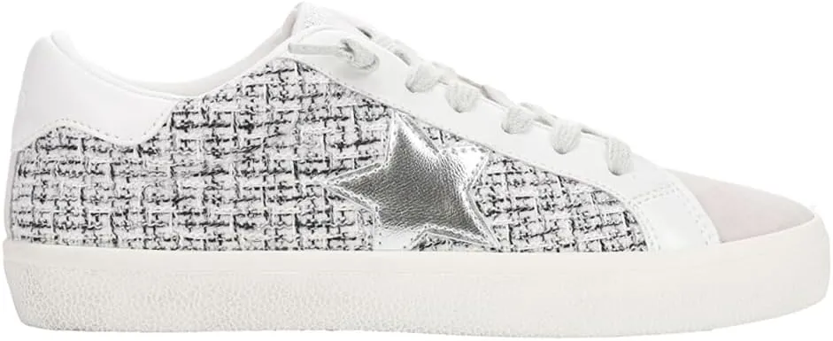 Vintage Havana Womens Faith Metallic Slip On Sneakers Shoes Casual - Silver, White