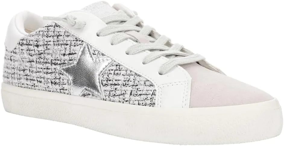 Vintage Havana Womens Faith Metallic Slip On Sneakers Shoes Casual - Silver, White
