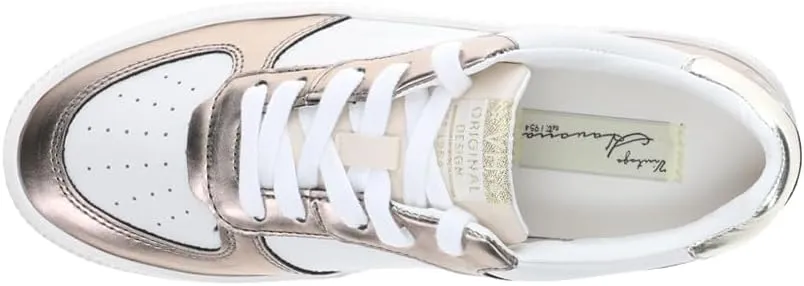 Vintage Havana Womens Fast Metallic Perforated Lace Up Sneakers Shoes Casual - Brown, White