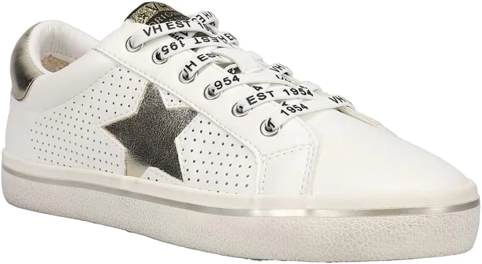 Vintage Havana Womens Next Perforated Metallic Slip On Sneakers Shoes Casual - White