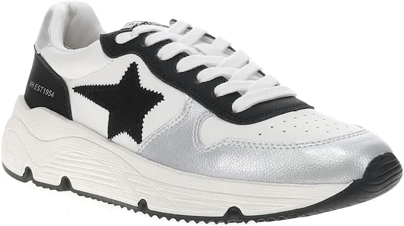 Vintage Havana Womens Nova Platform Lace Up Sneakers Shoes Casual - Black, Silver