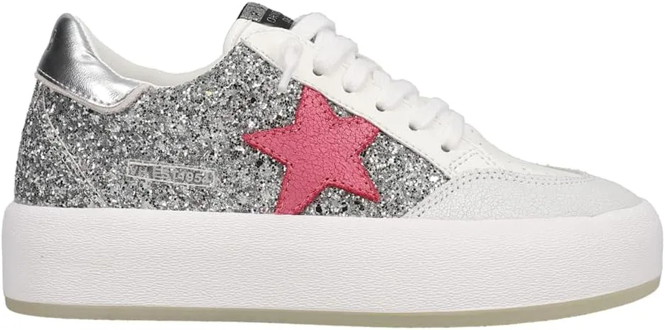 Vintage Havana Womens Ream Glitter Metallic Slip On Platform Sneakers Shoes Casual - Silver