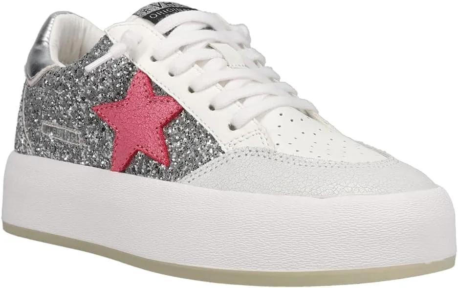 Vintage Havana Womens Ream Glitter Metallic Slip On Platform Sneakers Shoes Casual - Silver
