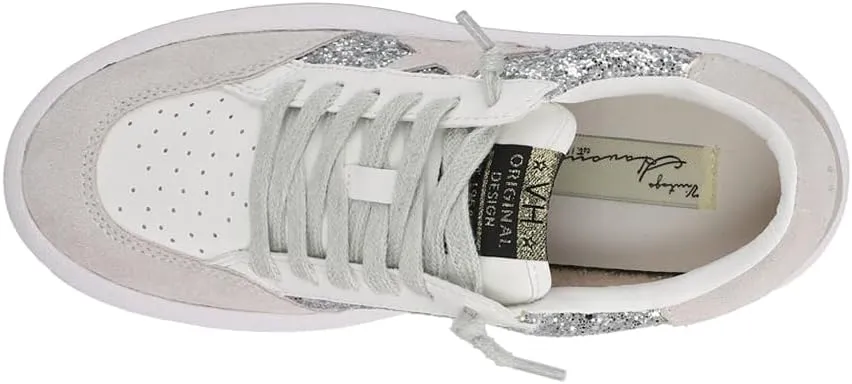 Vintage Havana Womens Ream Metallic Lace Up Platform Sneakers Shoes Casual - White