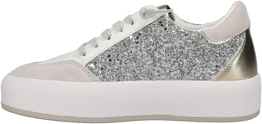 Vintage Havana Womens Ream Metallic Lace Up Platform Sneakers Shoes Casual - White