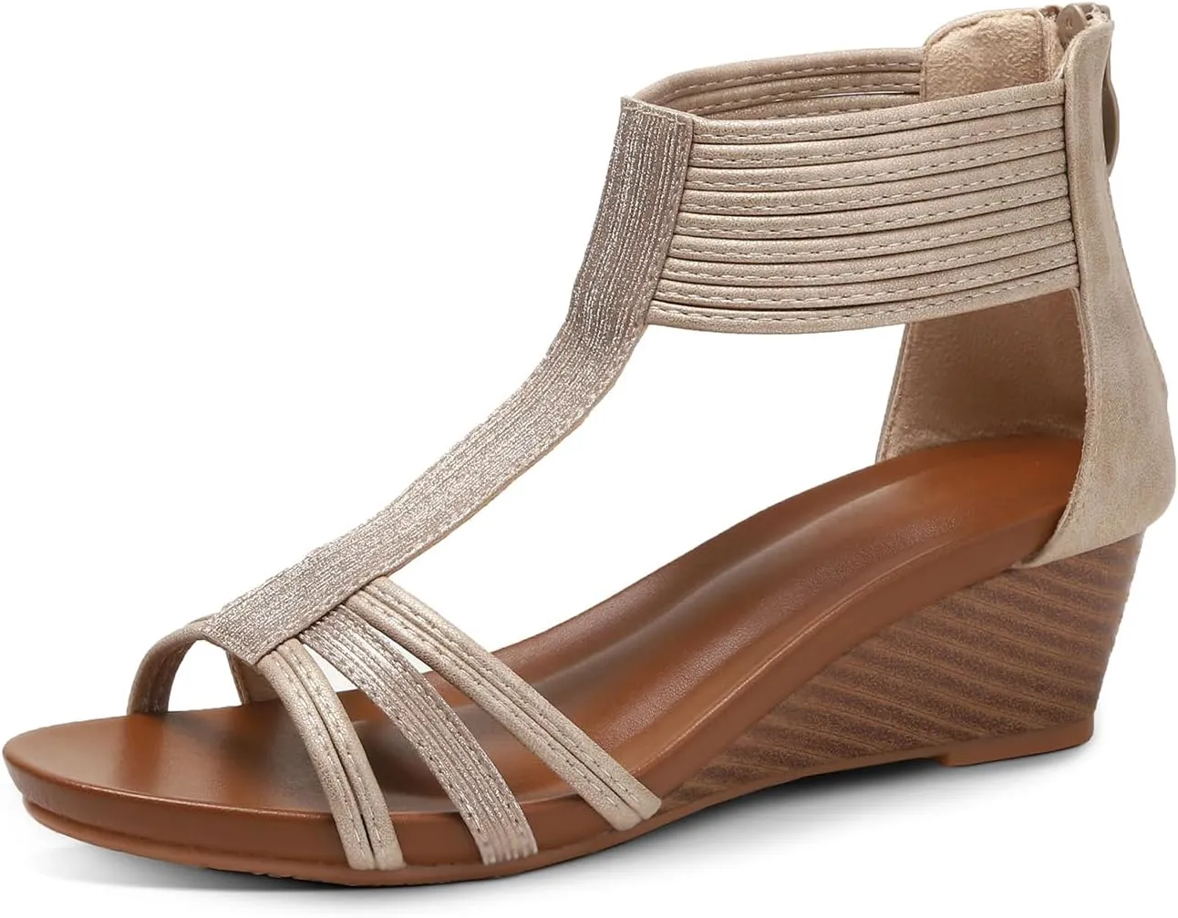 Wedge Sandals for Women Bohemia Open Toe Casual Summer Womens Sandals Roman High Heel Dressy Womens Beach Shoes
