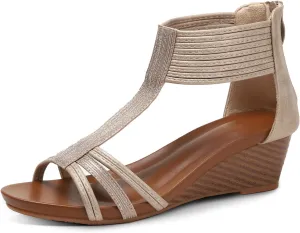 Wedge Sandals for Women Bohemia Open Toe Casual Summer Womens Sandals Roman High Heel Dressy Womens Beach Shoes