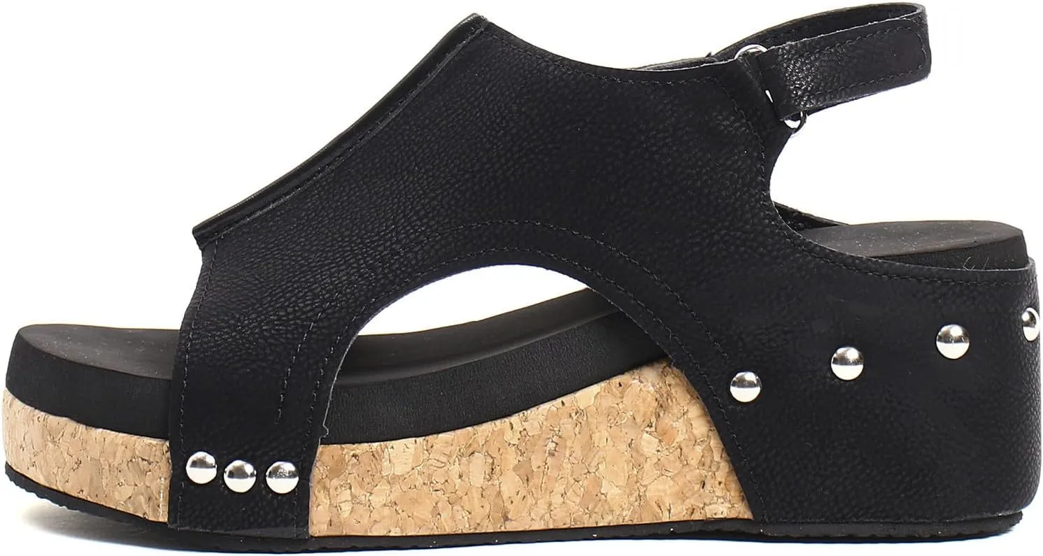 Wedges Heels for Women Dressy, Women's Cork Platform Wedge Sandals Low Heel Open Toe Ankle Strap Comfortable Orthopedic Wedges Ladies Casual Summer Shoes (a-Black, 8)