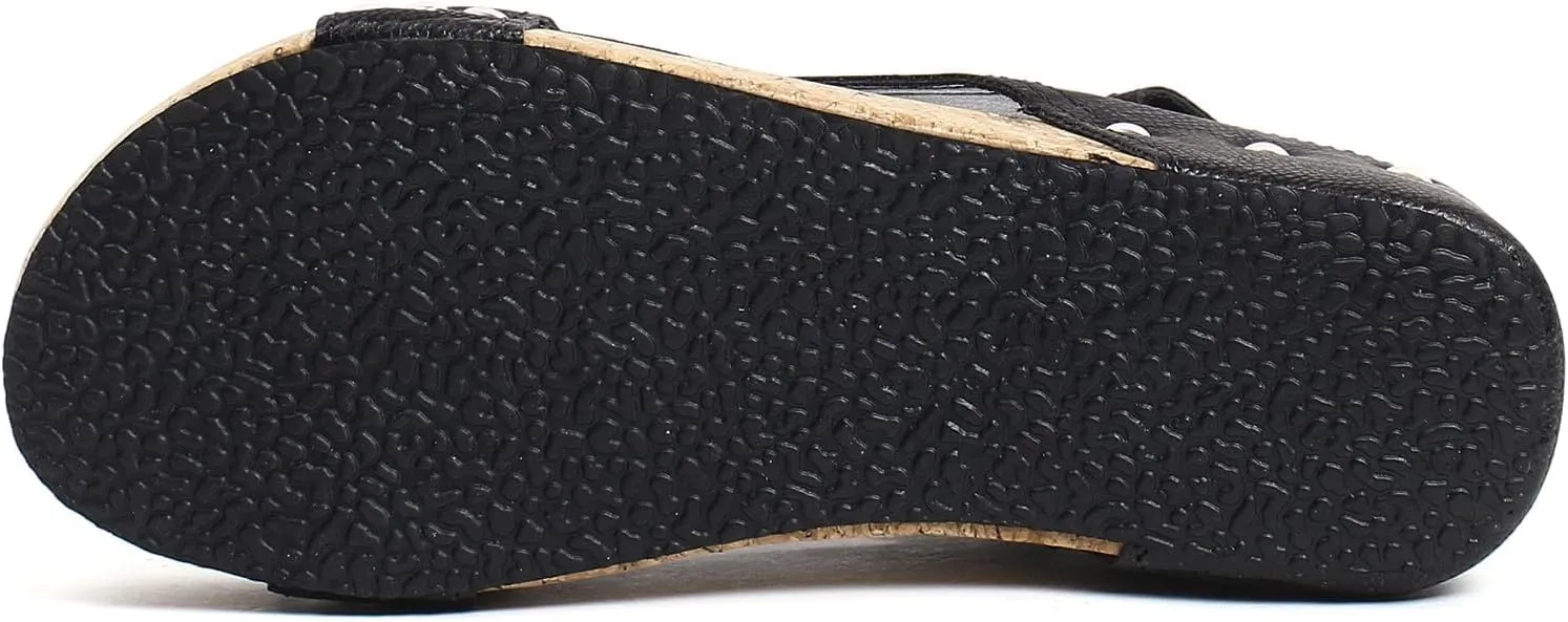 Wedges Heels for Women Dressy, Women's Cork Platform Wedge Sandals Low Heel Open Toe Ankle Strap Comfortable Orthopedic Wedges Ladies Casual Summer Shoes (a-Black, 8)