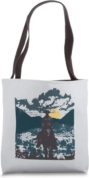Western Lone Cowboy Country Rancher Riding Into Sunset Tote Bag