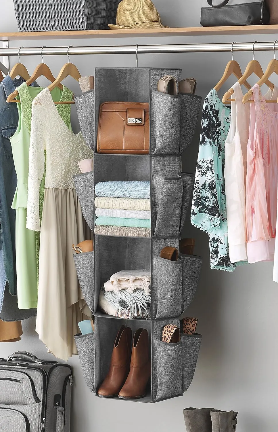 Whitmor Rotating Crosshatch Gray Closet Organizer 10 x 15 x 48 inches