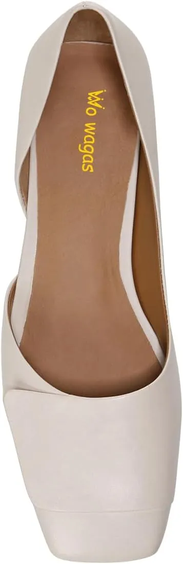 Women Fashion Pump Side Cut Ballet Flats Block Low Heeled Square Toe Slip On Shoes Working Shopping Party Size 4-16 US