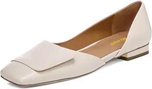Women Fashion Pump Side Cut Ballet Flats Block Low Heeled Square Toe Slip On Shoes Working Shopping Party Size 4-16 US