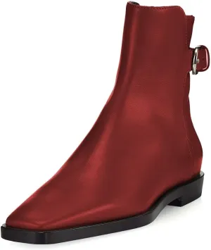 Women Square Closed Toe Flats Ankle Boot Strap Buckle Low Heel Short Booties Office Business Formal Shoe Size 4-16 US