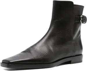 Women Square Closed Toe Flats Ankle Boot Strap Buckle Low Heel Short Booties Office Business Formal Shoe Size 4-16 US