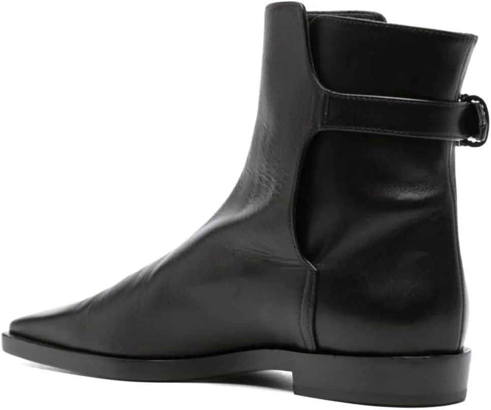 Women Square Closed Toe Flats Ankle Boot Strap Buckle Low Heel Short Booties Office Business Formal Shoe Size 4-16 US