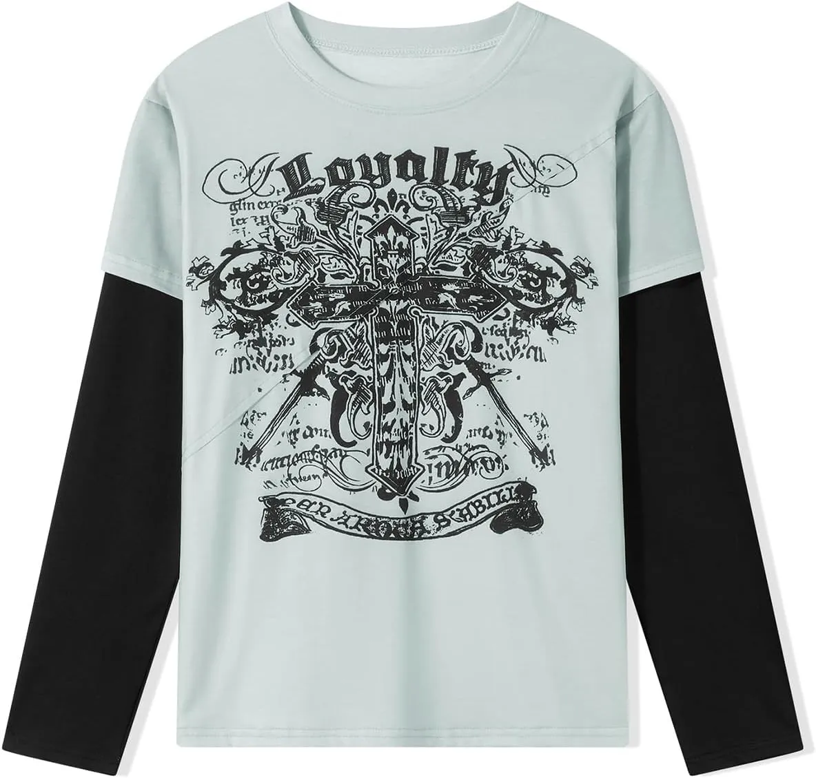 Women Y2K Graphic Pullover Sweatshirt Long Sleeve Oversized Vintage T-shirt E-girl Fairy Grunge Punk Tee Top