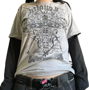 Women Y2K Graphic Pullover Sweatshirt Long Sleeve Oversized Vintage T-shirt E-girl Fairy Grunge Punk Tee Top